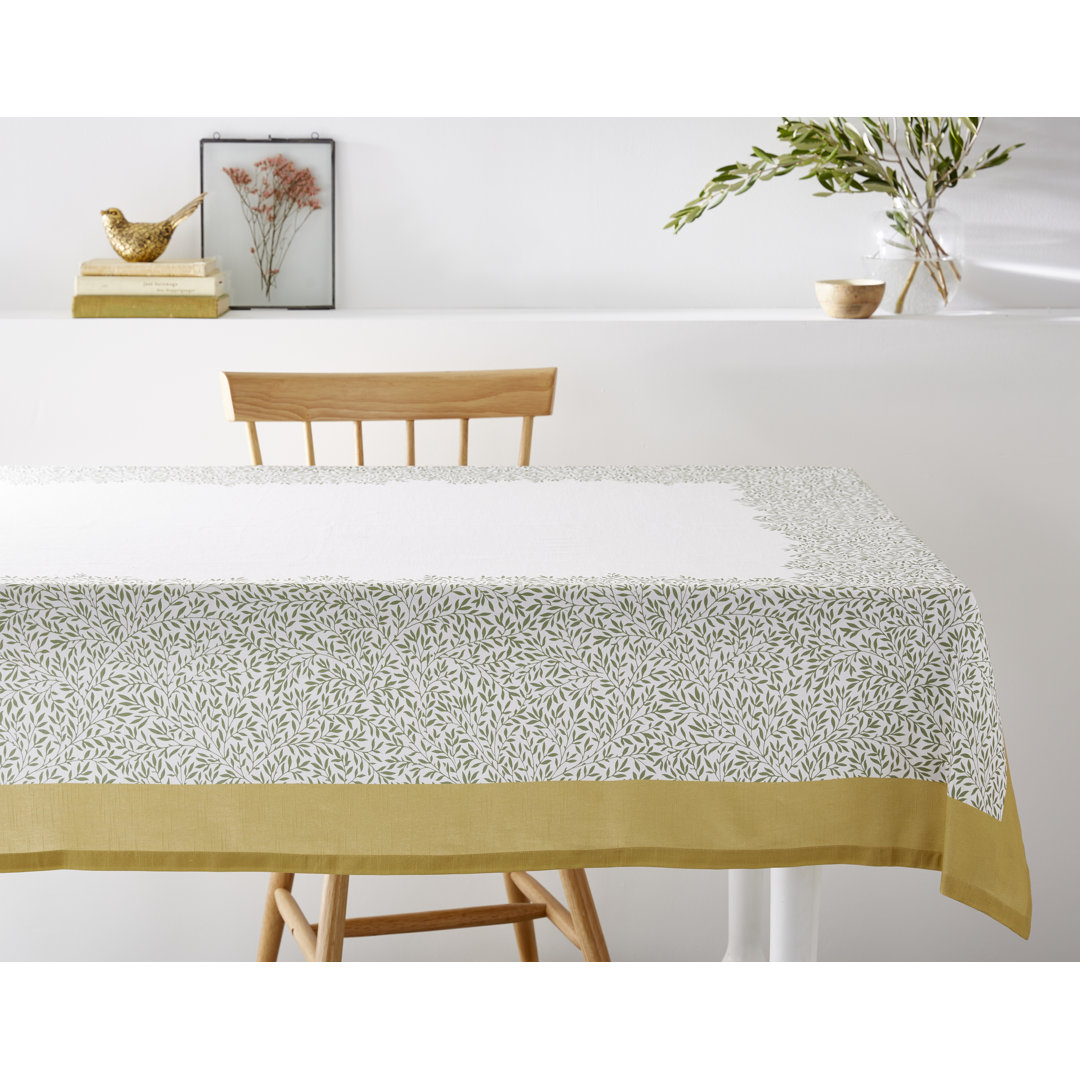 The Original Morris & Co. Tablecloth - Standen 140cm x 180 cm 100% Cotton White;Green 140cm D X 180cm L